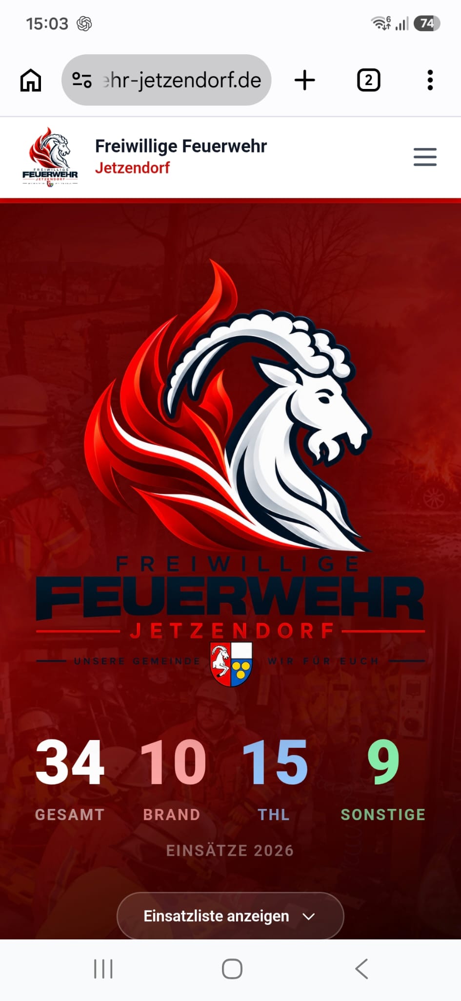 Alte Website Feuerwehr Jetzendorf
